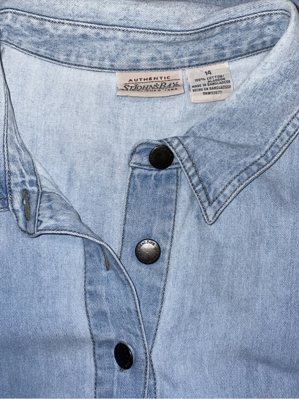 St. John's Bay 14 Light Wash Denim Button-Front Dress - Picture 11 of 15
